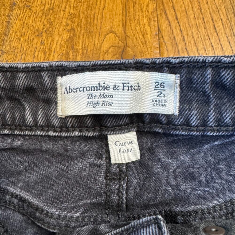 Abercrombie & Fitch Jeans The Mom High Rise 26/2R Black Curve Love Ankle Denim - Picture 2 of 7